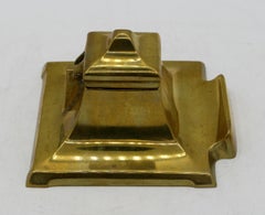 c. 1930 English Art Deco Brass Inkwell