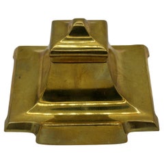 Antique c. 1930 English Art Deco Brass Inkwell