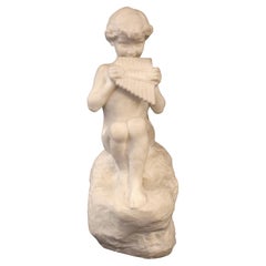 c. 1930 French Carved Marble Sculpture of Pan Attributed to Jean-Marie Camus