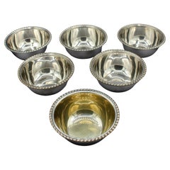 c. 1930 Italian Set of 6 Silver Dessert Bowls