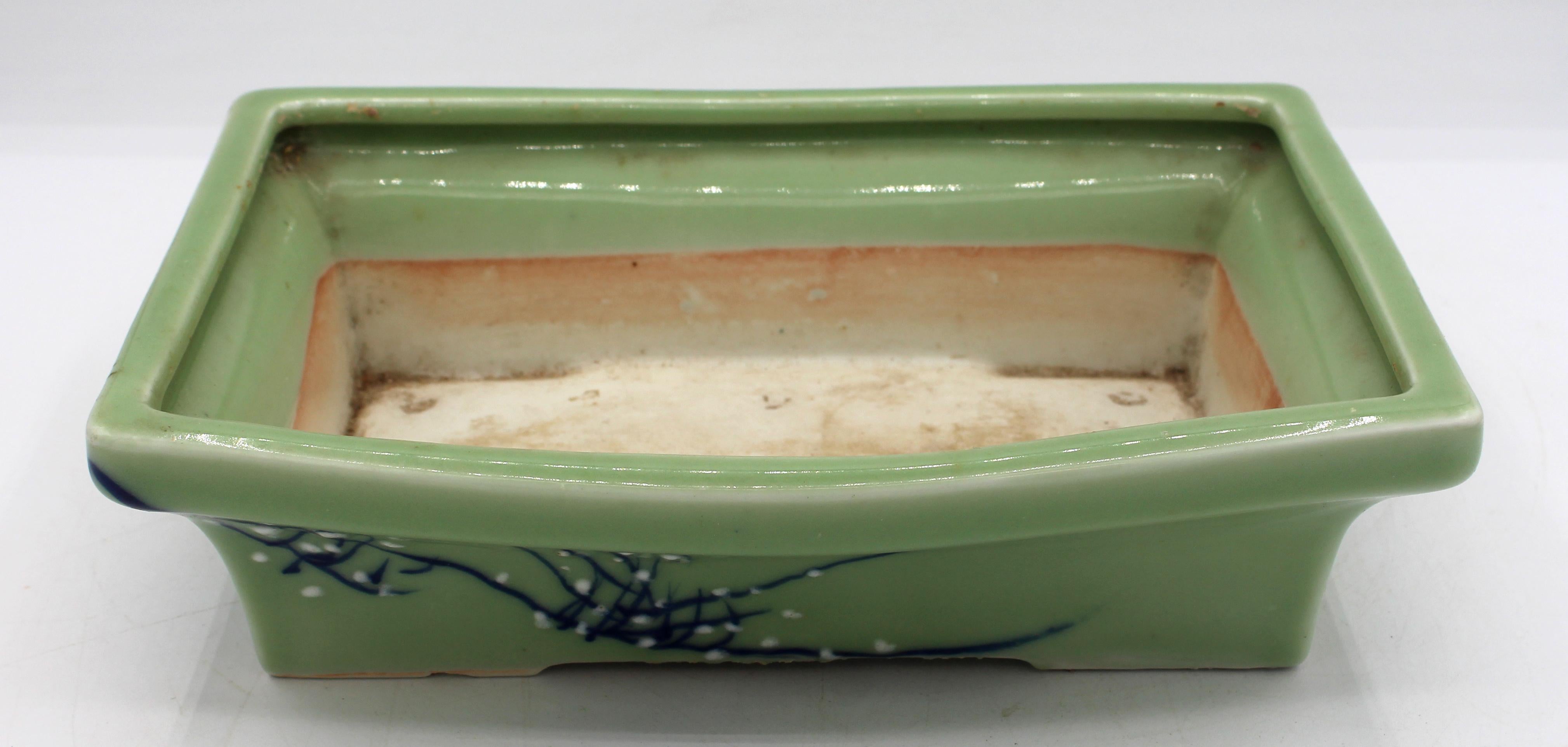 Showa C. 1930 Japanese Porcelain Celadon Bonsai Pot