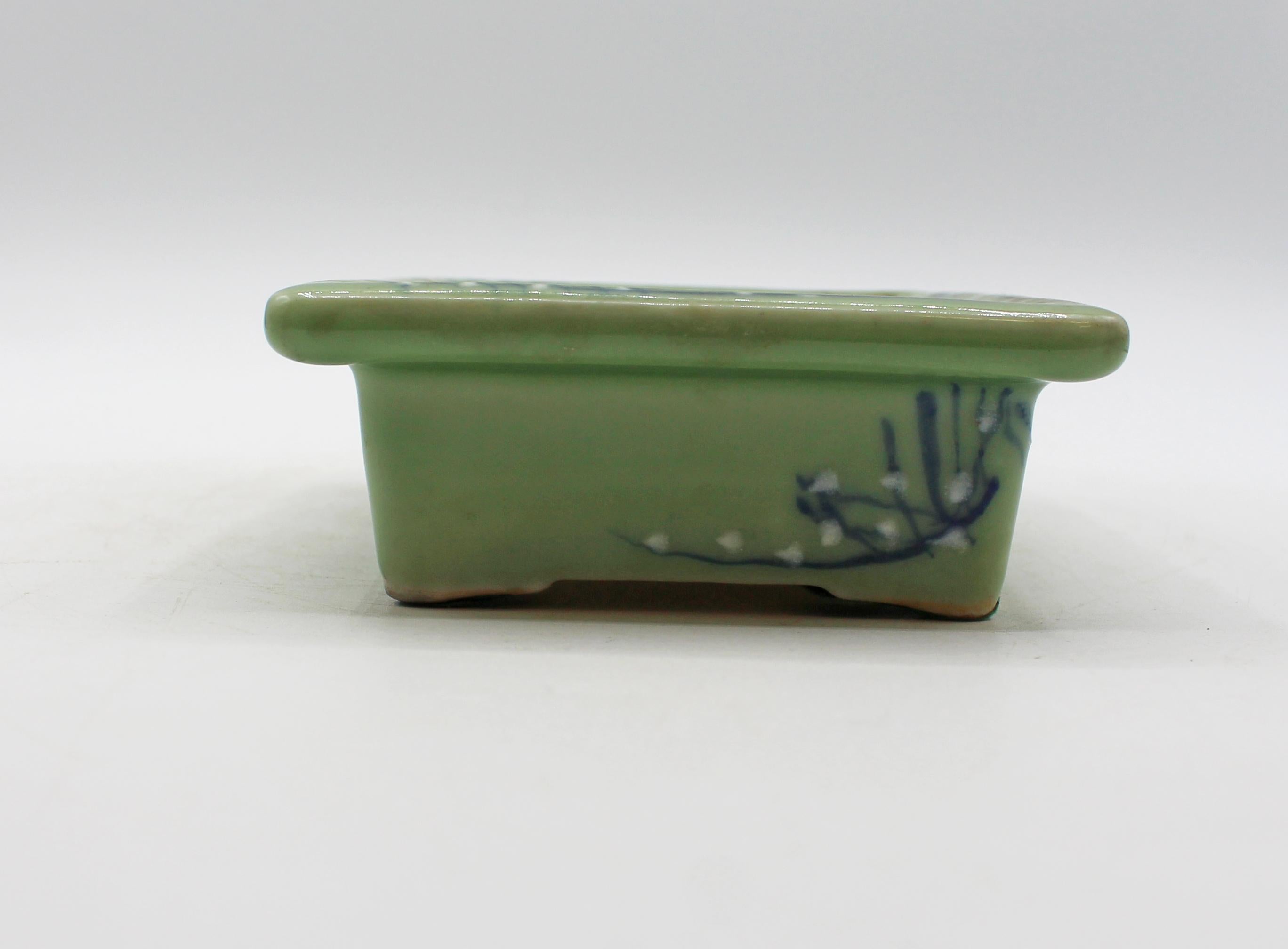 Mid-20th Century C. 1930 Japanese Porcelain Celadon Bonsai Pot For Sale