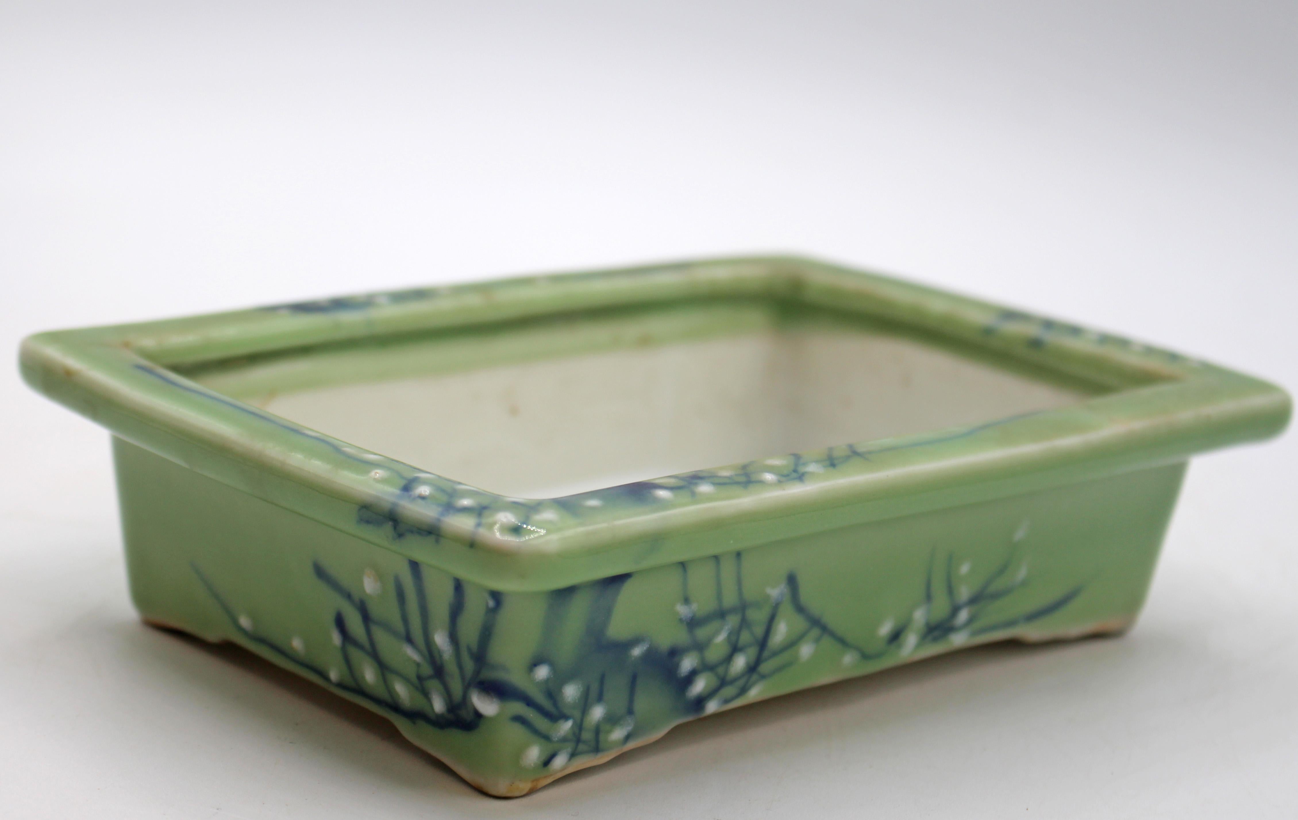 C. 1930 Japanese Porcelain Celadon Bonsai Pot For Sale 2