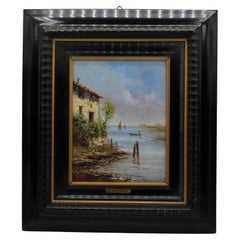 c. 1930 "Lakeside" Oil Painting by Athos Brioshi