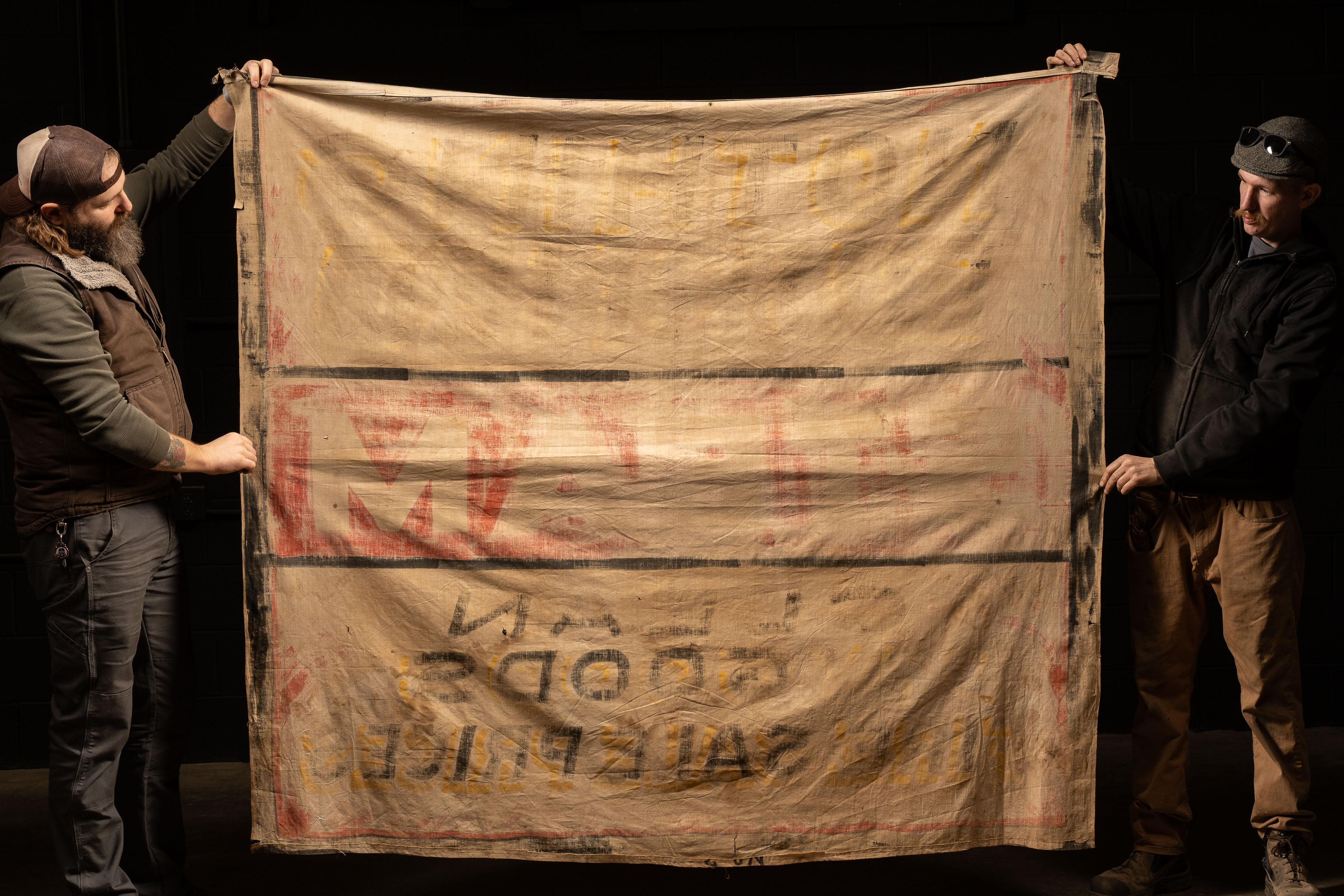 Mid-20th Century c. 1930 Linen Steam Cleaning Banner For Sale