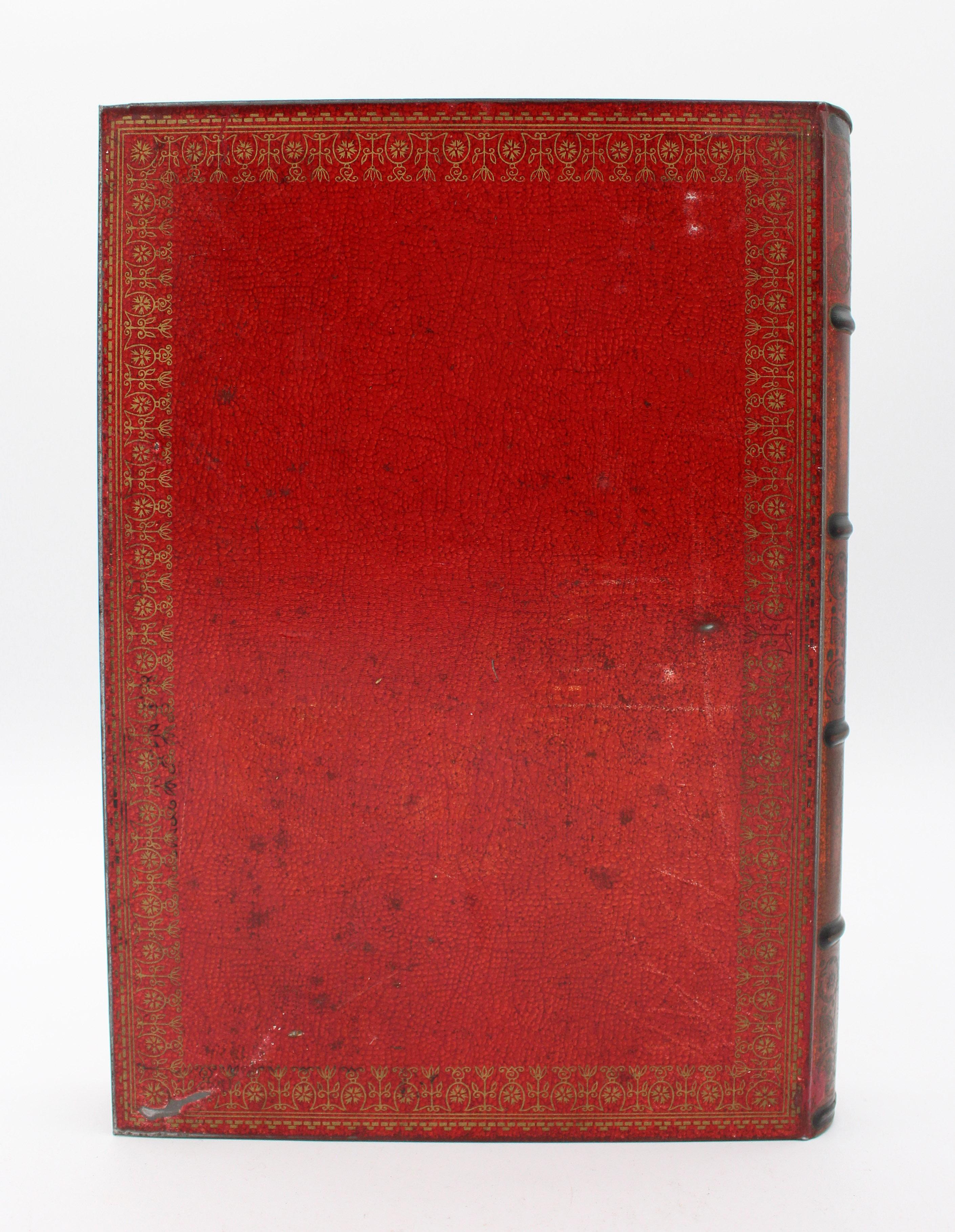 Aesthetic Movement c. 1930s-40s Scarlet Book Form Biscuit Tin by Huntley & Palmers For Sale