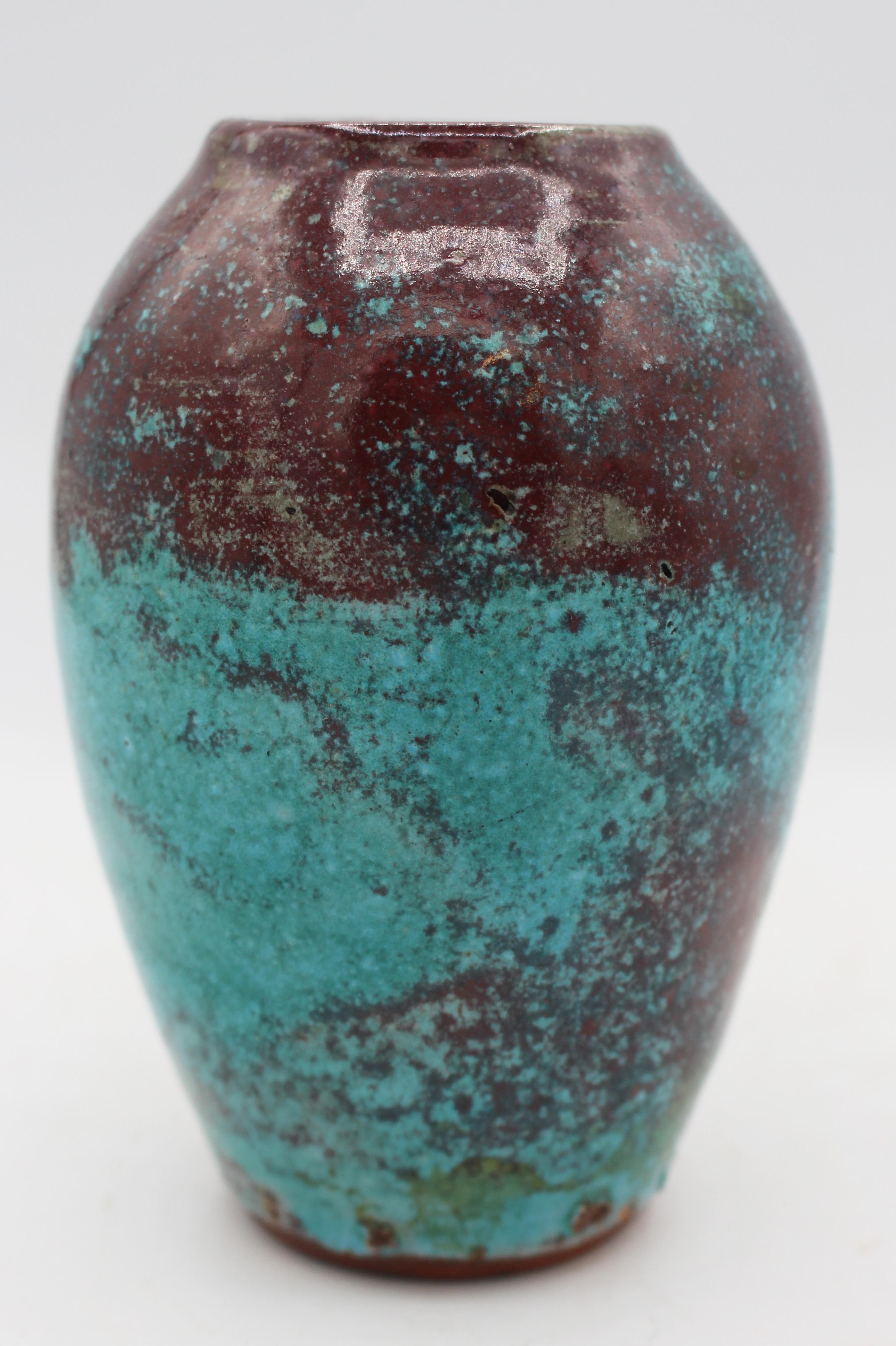 C. 1930s Ben Owen Sr. Pottery Chinese Blue Oriental Translation Meiping Vase In Good Condition For Sale In Chapel Hill, NC