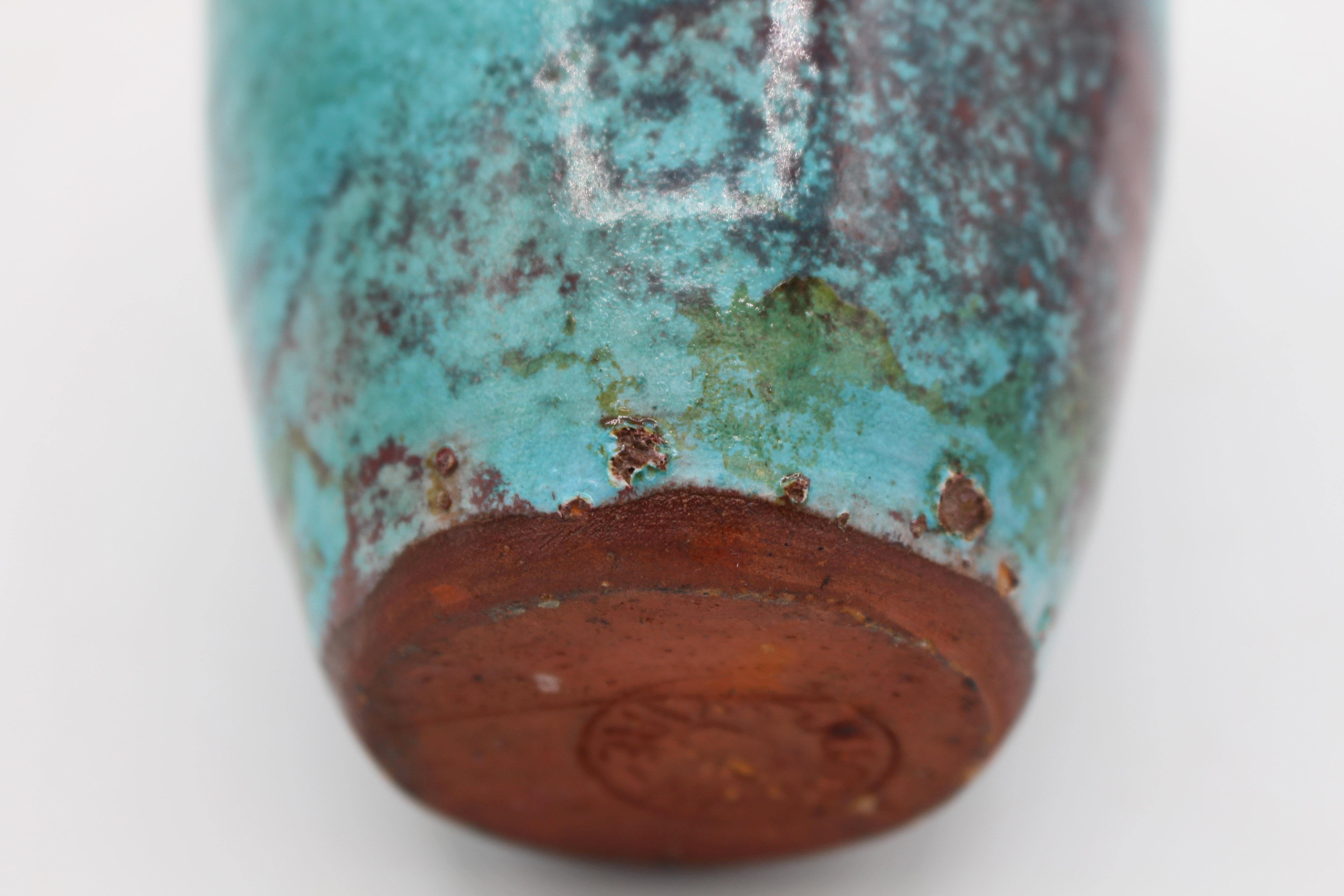 C. 1930s Ben Owen Sr. Pottery Chinese Blue Oriental Translation Meiping Vase For Sale 2