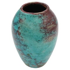 C. 1930 Ben Owen Sr. Vaso cinese di traduzione orientale blu Meiping in ceramica