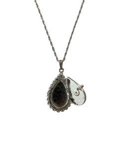 c. 1930s Elegant Antique Art Deco Silver Locket Necklace