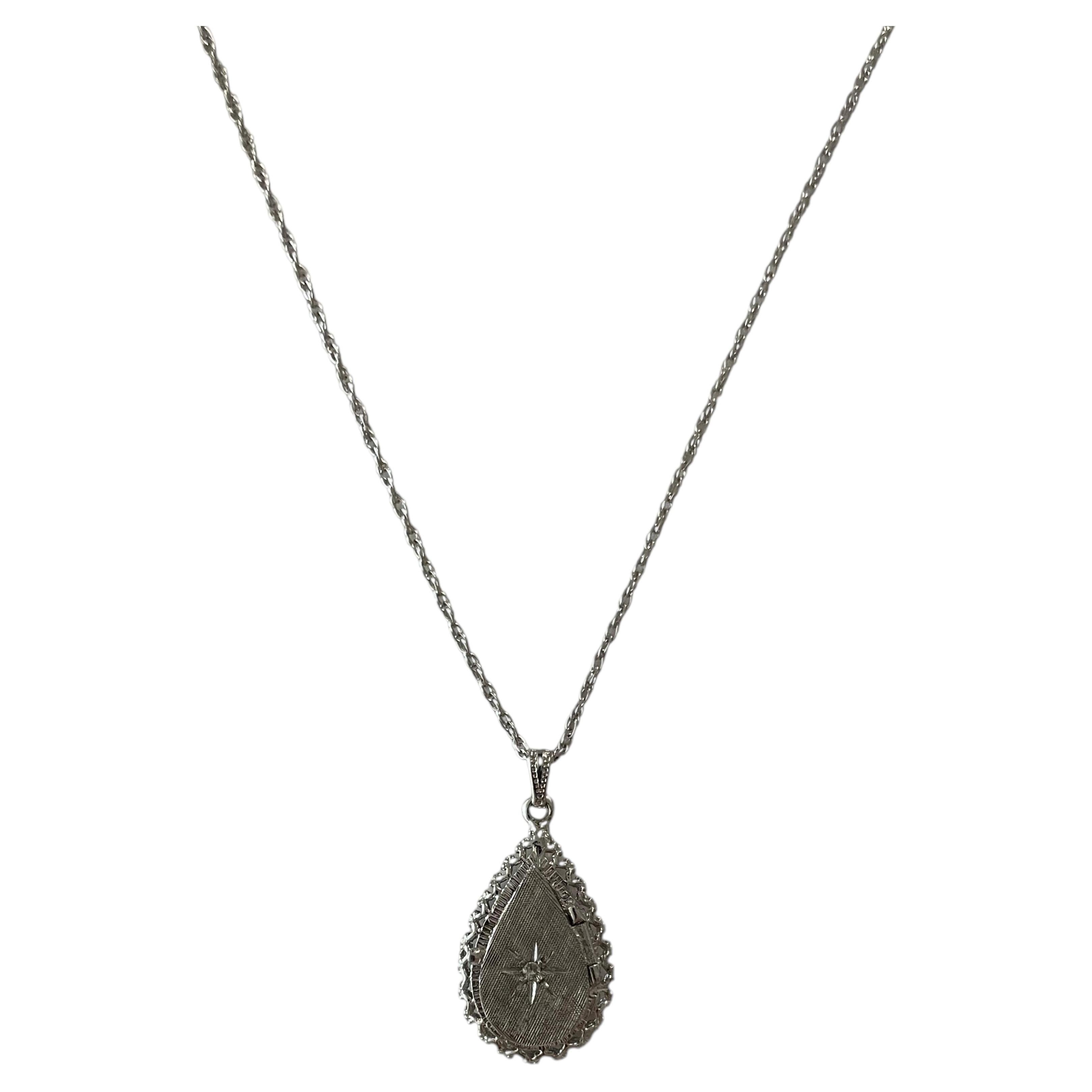 c. 1930s Elegant Antique Art Deco Silver Locket Necklace