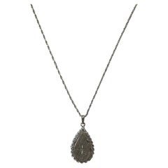 c. 1930s Elegant Antique Art Deco Silver Locket Necklace