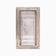 C. 1930s French Art Deco Wall Sconces in Frosted Clear Pressed Glass w/ Motif