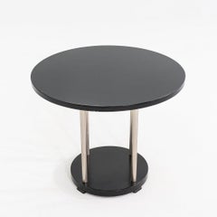C. 1930s French Modernist Art Deco Side or End Table in Black Lacquered Wood