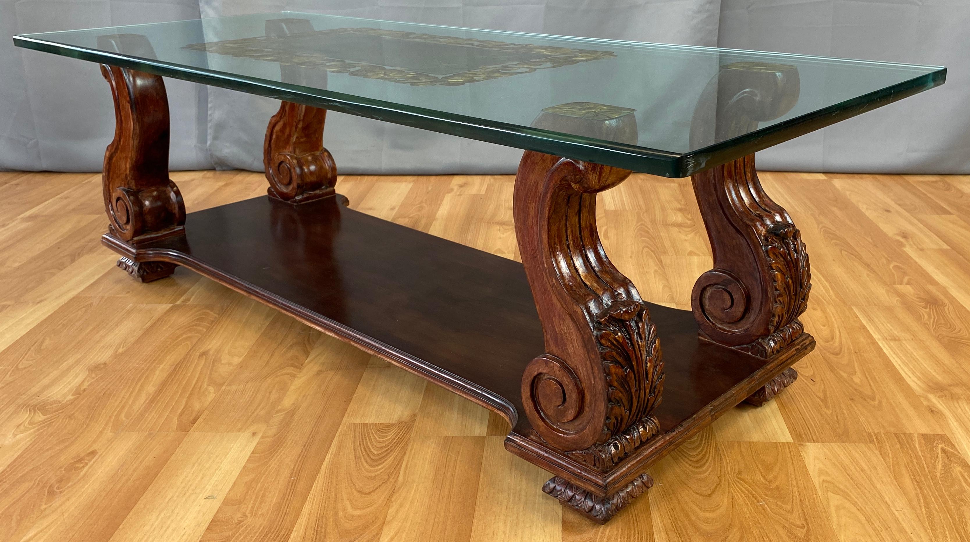 c. 1930s Harriton Carved Glass Verre Églomisé Coffee Table 6