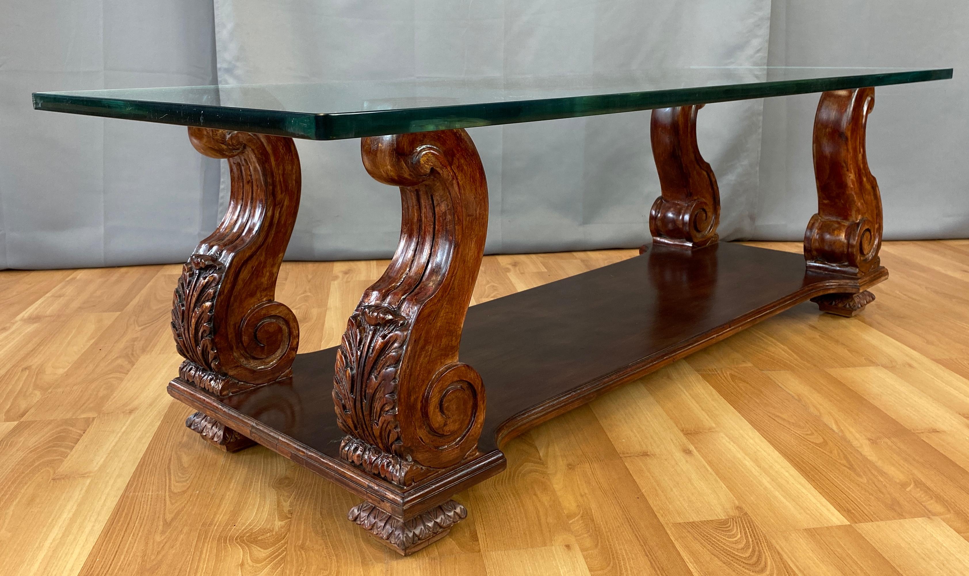 c. 1930s Harriton Carved Glass Verre Églomisé Coffee Table 9