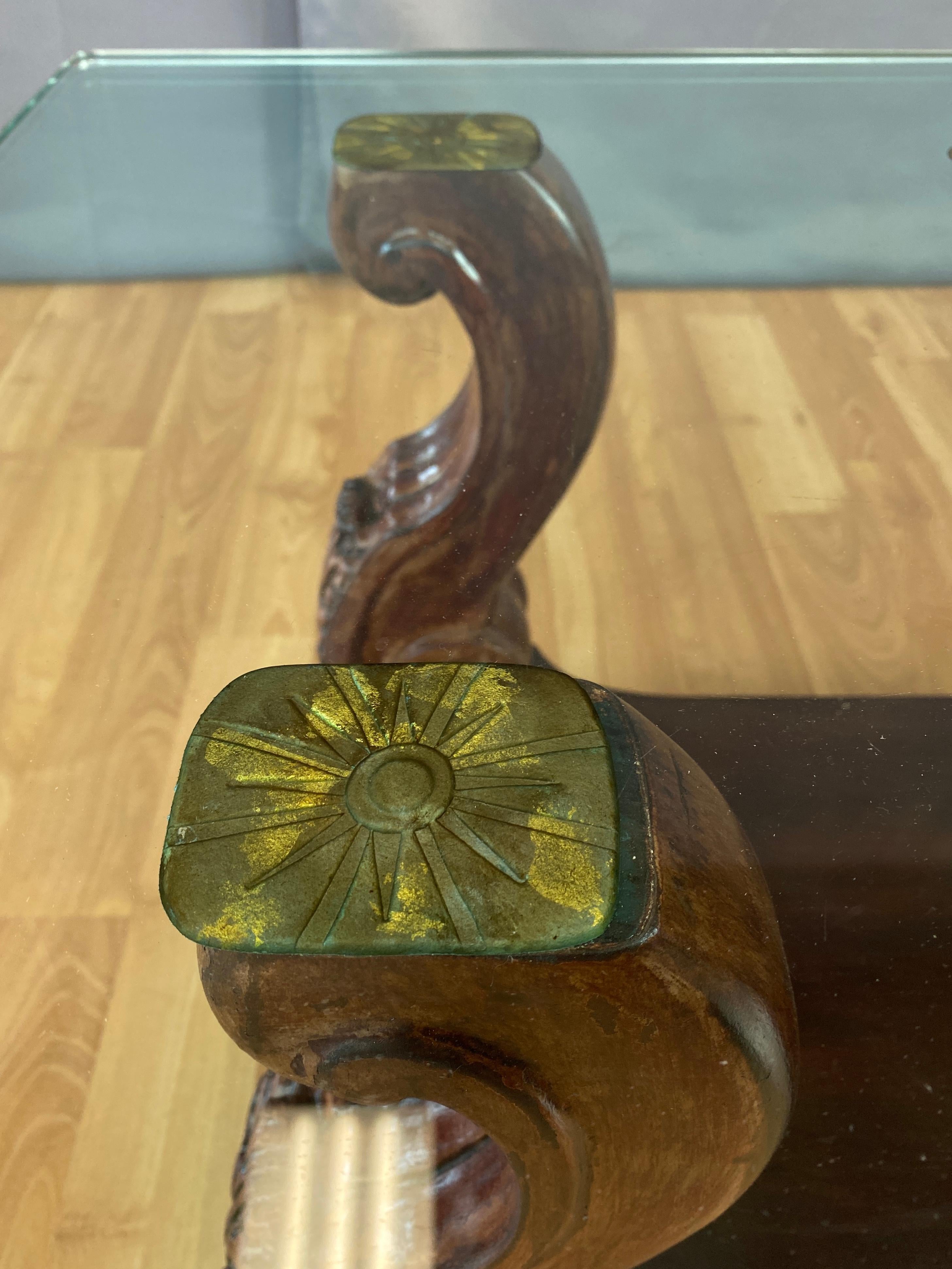 c. 1930s Harriton Carved Glass Verre Églomisé Coffee Table In Good Condition In San Francisco, CA