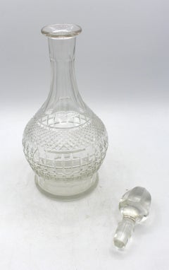 c. 1930s Pair of Continental Glass Decanters with Stoppers