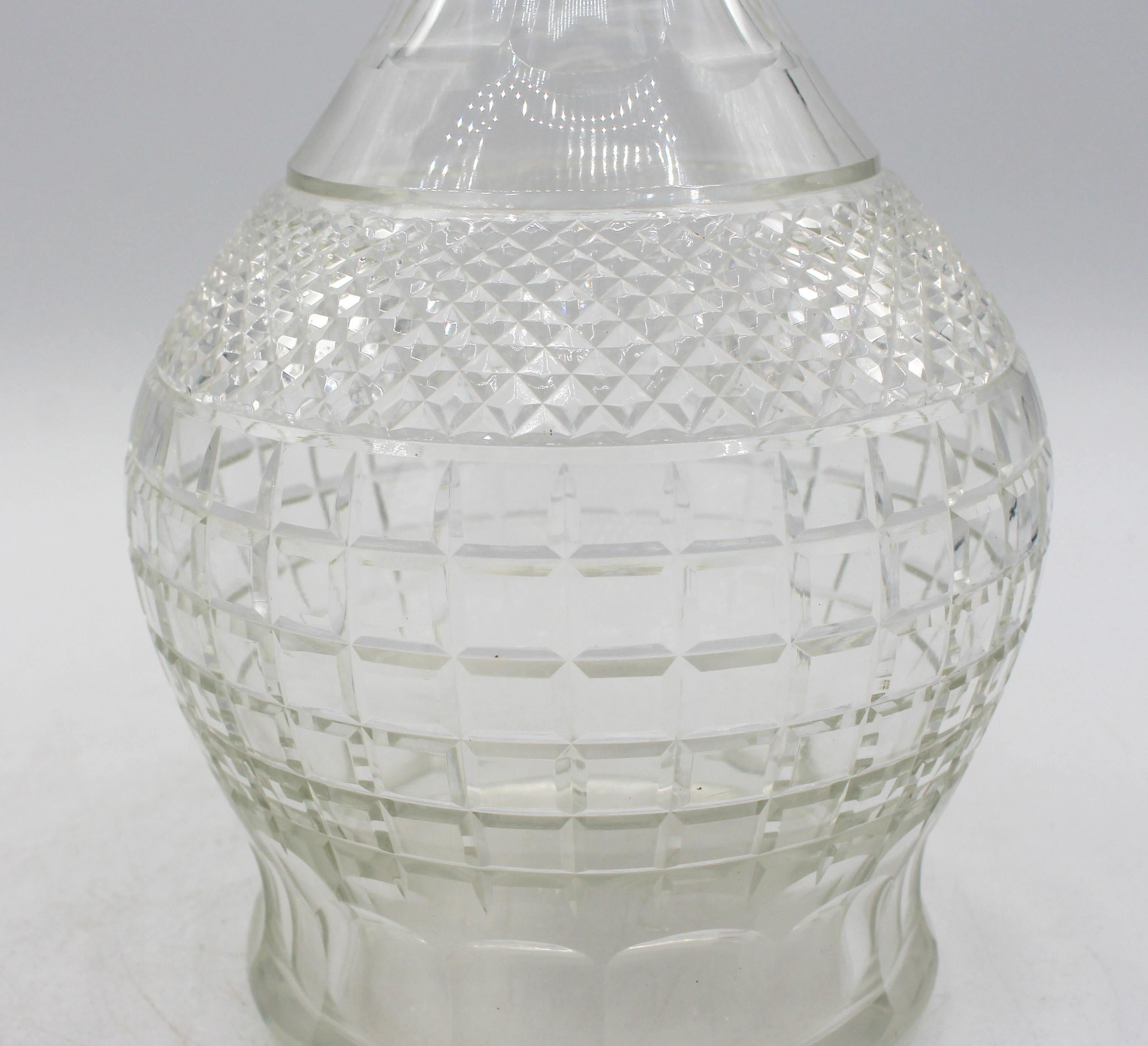 c. 1930s Pair of Continental Glass Decanters with Stoppers In Good Condition For Sale In Chapel Hill, NC