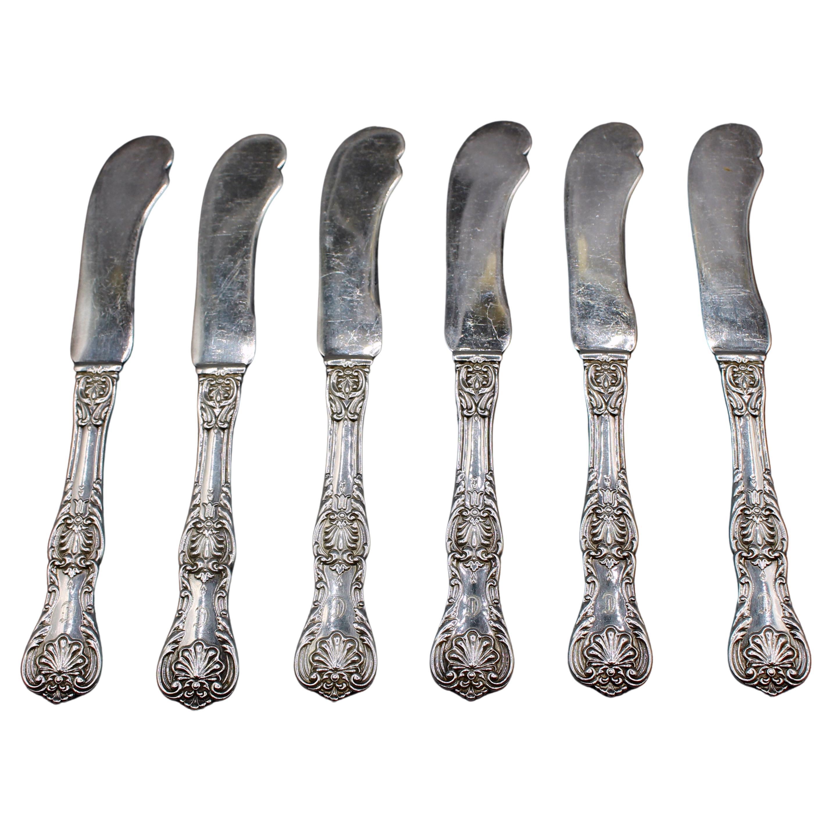 c. 1930s Set of Six "King George" Sterling Silver Butter Spreaders by Gorham