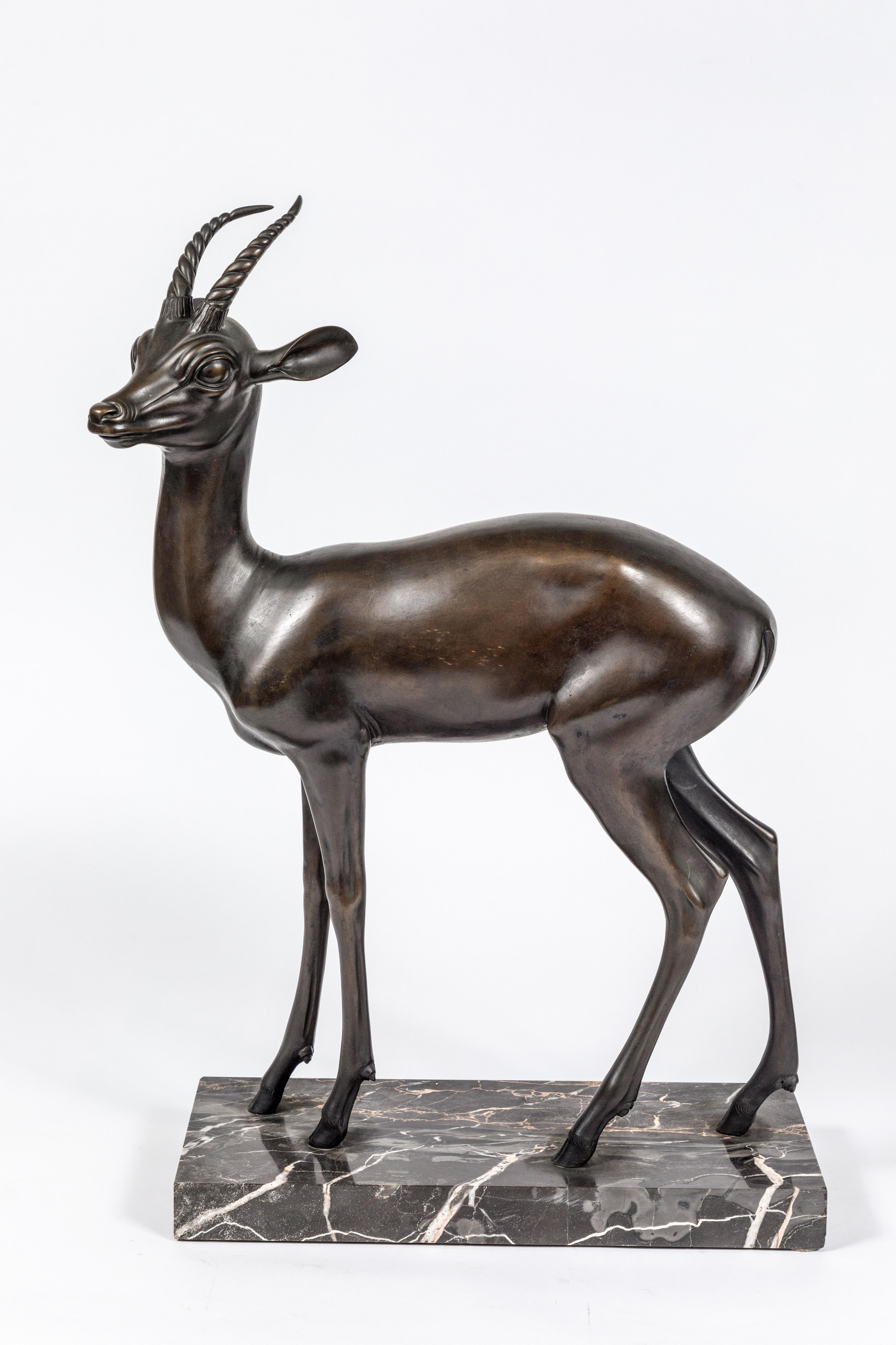 Cast Bronze Antelope, circa 1935 In Good Condition For Sale In Newport Beach, CA