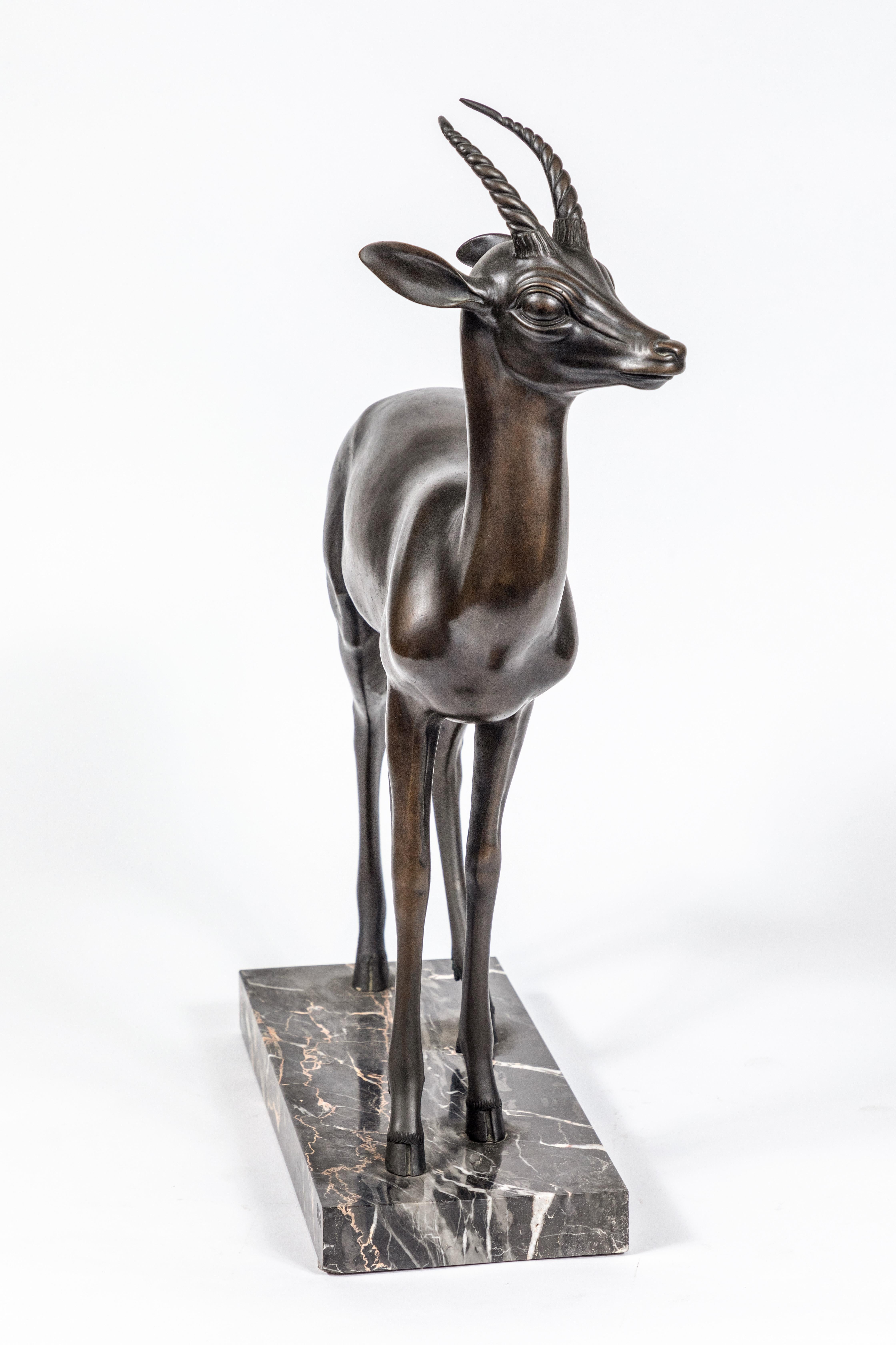 Cast Bronze Antelope, circa 1935 For Sale 1