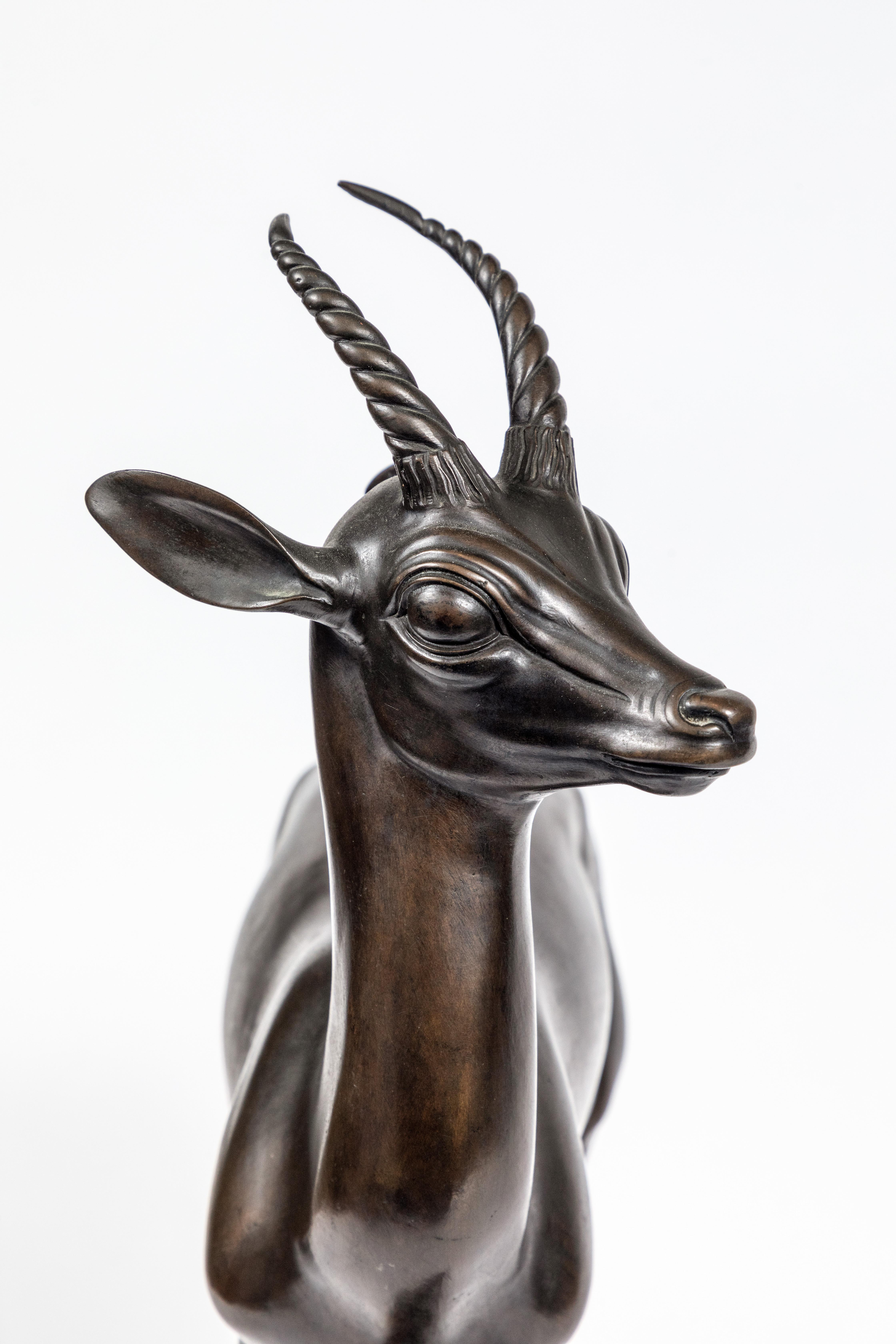 Cast Bronze Antelope, circa 1935 For Sale 2