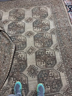 C. 1940 Muted Ersari Elephant Track Hand-knotted Organic Wool Rug 8.4 x 11.6