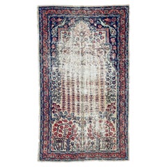 C. 1940 Worn Tree of Life Hand-knotted Wool Rug 2.7 x 4.5