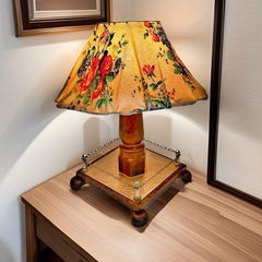 c. 1940s Arts & Crafts Hand-Crafted Table Lamp in Natural Birch – Unique Design