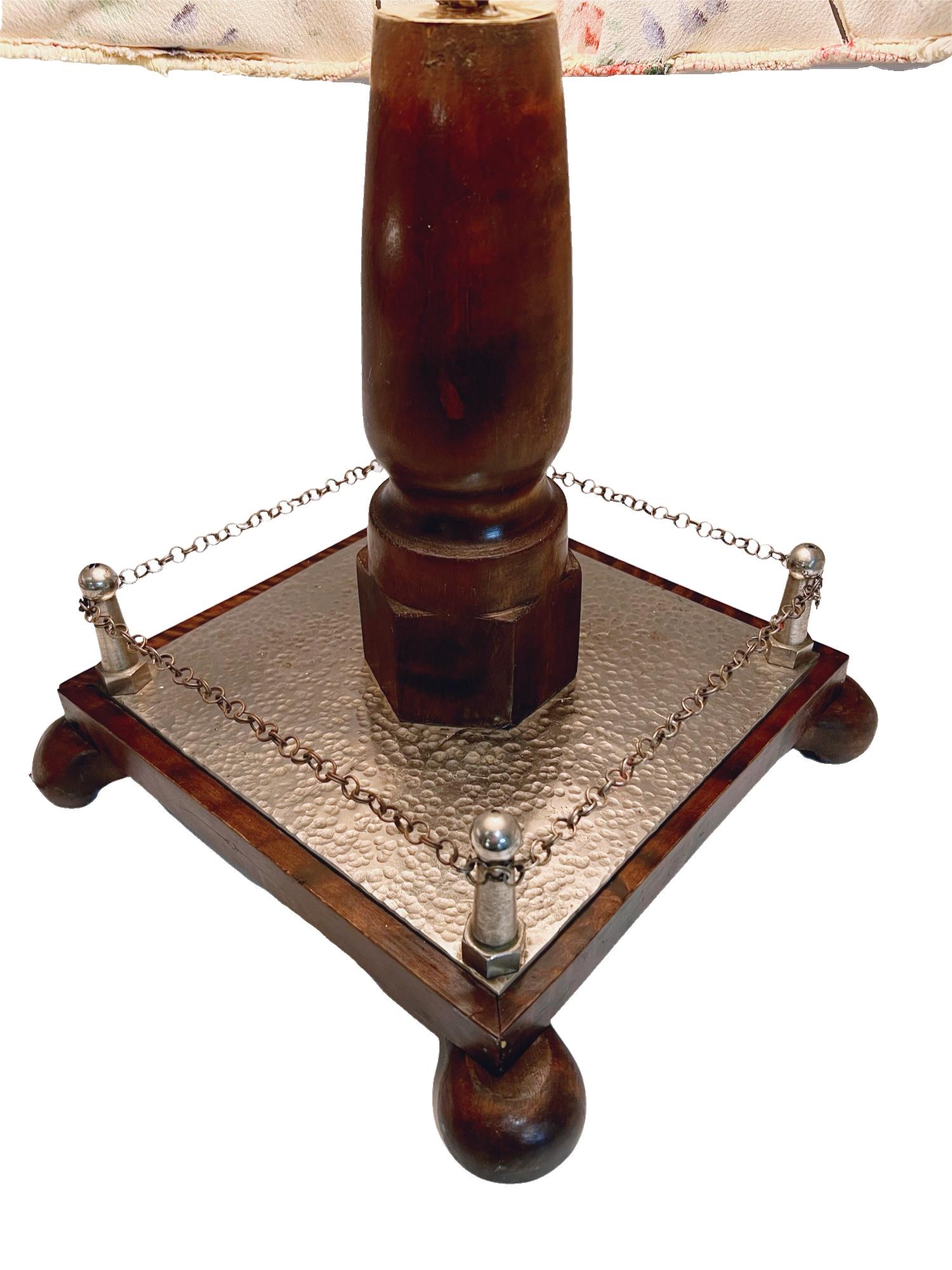 Textile c. 1940s Arts & Crafts Hand-Crafted Table Lamp in Natural Birch - Unique Design en vente