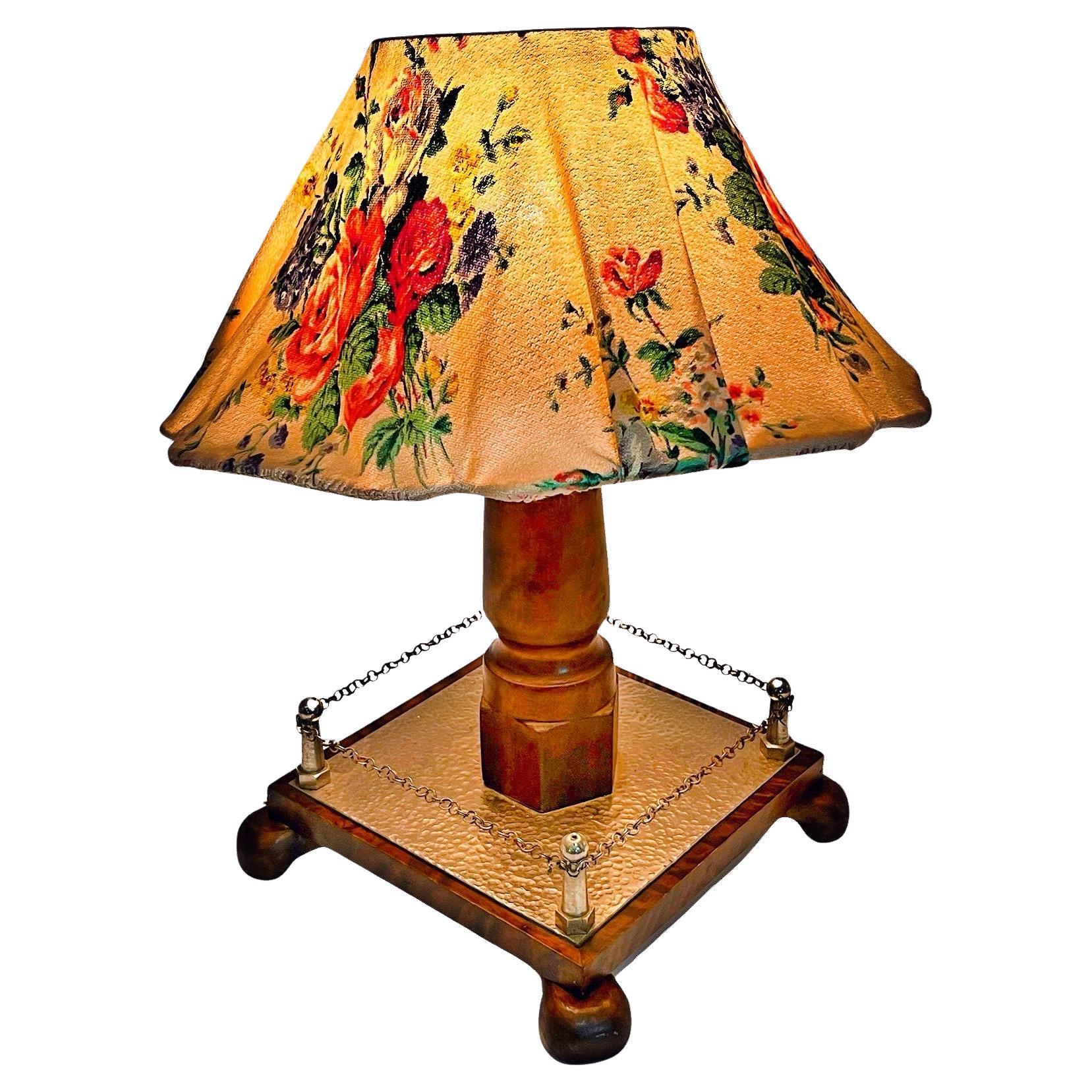 c. 1940s Arts & Crafts Hand-Crafted Table Lamp in Natural Birch - Unique Design en vente