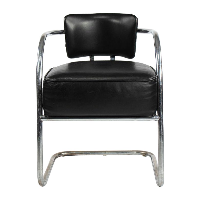 C. 1940s Streamline Lounge Chair with Tubular Steel Frame after Ken Weber For Sale