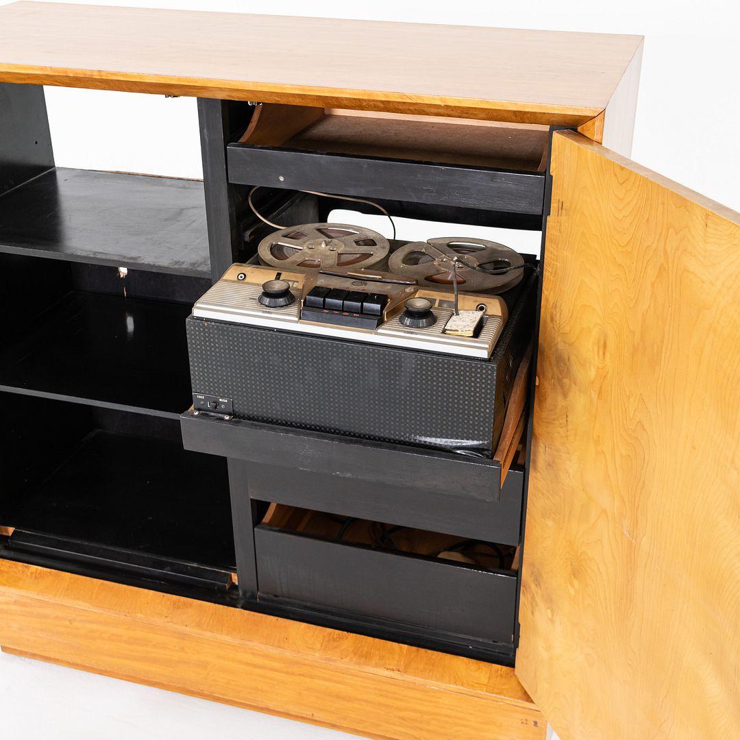 Mid-20th Century C. 1941 Gilbert Rohde for Herman Miller Paldao Burled Acacia Stereo Cabinet For Sale