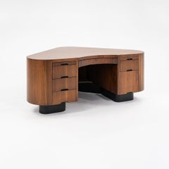 C. 1945 Fletcher Art Deco Aviation Executive Desk in Figured Walnut