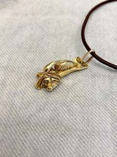 c. 1945 Mosheh Oved Cameo Corner Gold Chimera Pendant