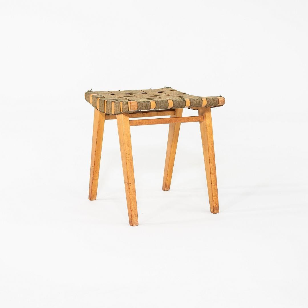 Modern C. 1946 Jens Risom for Knoll Stool 667-W with Original Label For Sale