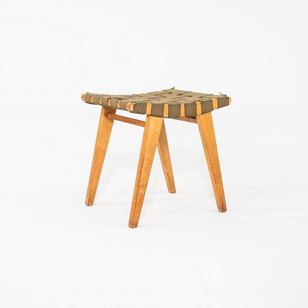 Fabric C. 1946 Jens Risom for Knoll Stool 667-W with Original Label For Sale