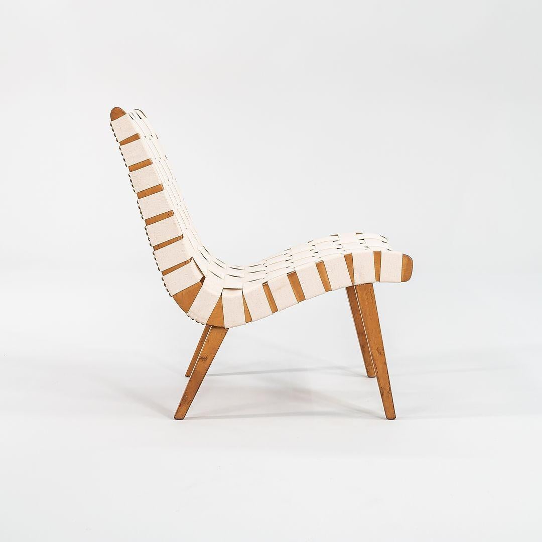C. 1946 Pair of Jens Risom Armless Slipper Lounge Chairs in Canvas and Birch For Sale 5