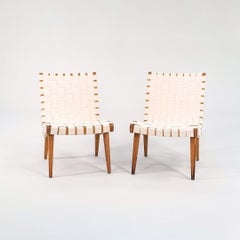 C. 1946 Pair of Jens Risom Armless Slipper Lounge Chairs in Canvas and Birch