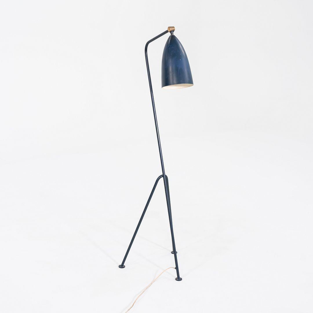 Modern C. 1948 Greta Magnusson Grossman for Bergborn G-33 Grasshopper Floor Lamp Blue For Sale
