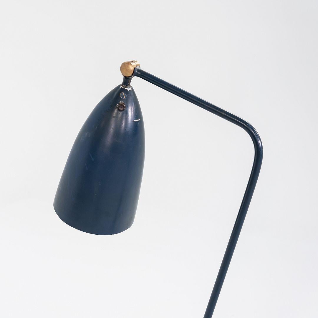 Mid-20th Century C. 1948 Greta Magnusson Grossman for Bergborn G-33 Grasshopper Floor Lamp Blue For Sale