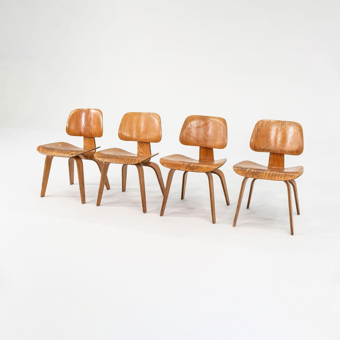 C. 1948 Set di 4 sedie da pranzo Evans Herman Miller Eames DCW in frassino calico in vendita 5