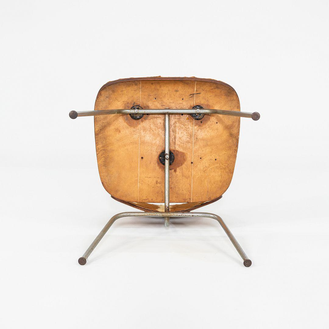 C. 1949 Sedia da pranzo Evans Eames DCM con tappezzeria originale in pelo e pelle in vendita 1
