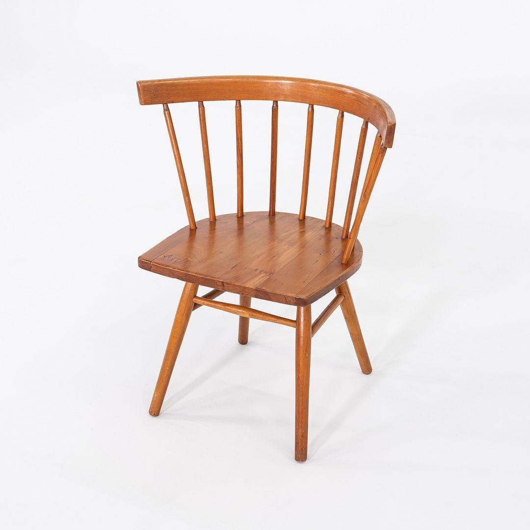 This is a N19 Straight-Back Chair, originally designed by George Nakashima for Knoll in 1946. This particular example dates to 1949. The Straight-Back Chair was Nakashima's modern, minimalist take on the Windsor chair.
 
 The chair measures 17.75