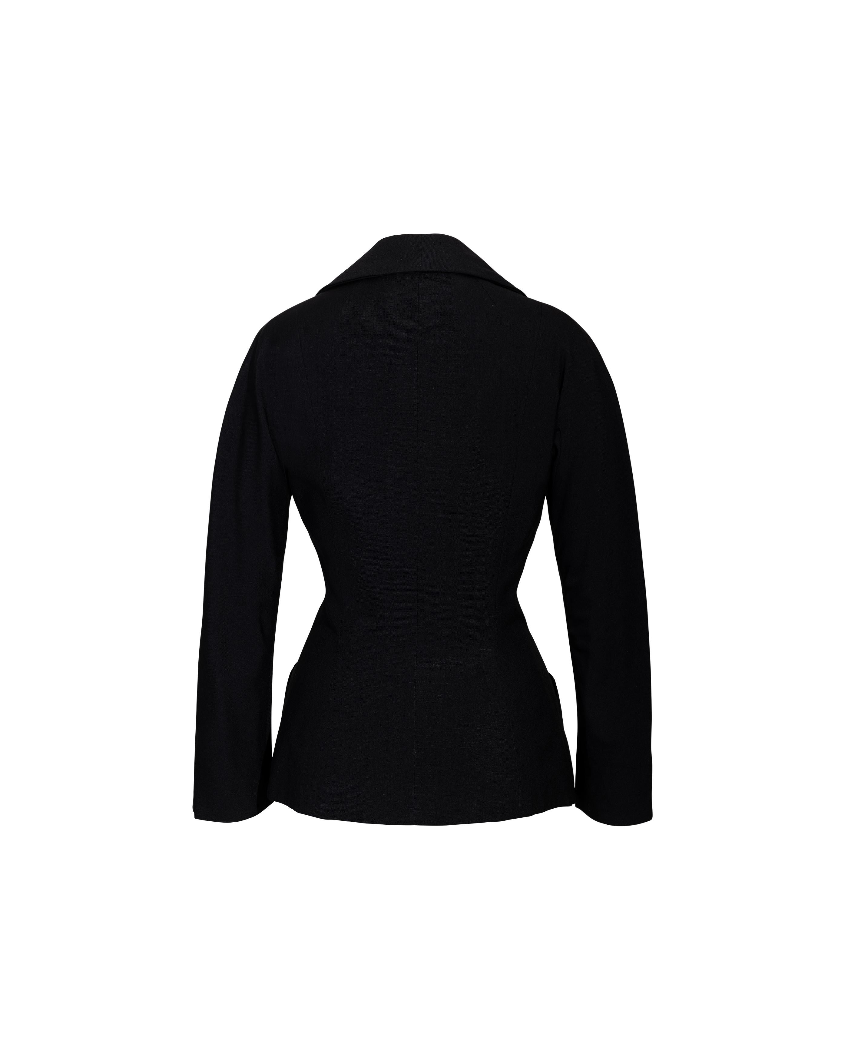 Women's c. 1950 Christian Dior 'New Look' Black Wool Jacket For Sale