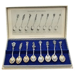 C. 1950 Complete Boxed Set of "Harlequin" Coffee Spoons by Reed & Barton