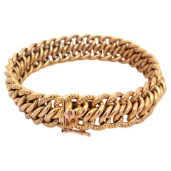 French Curb Link Bracelet Chain in 18 Karat Yellow Gold C. 1950 