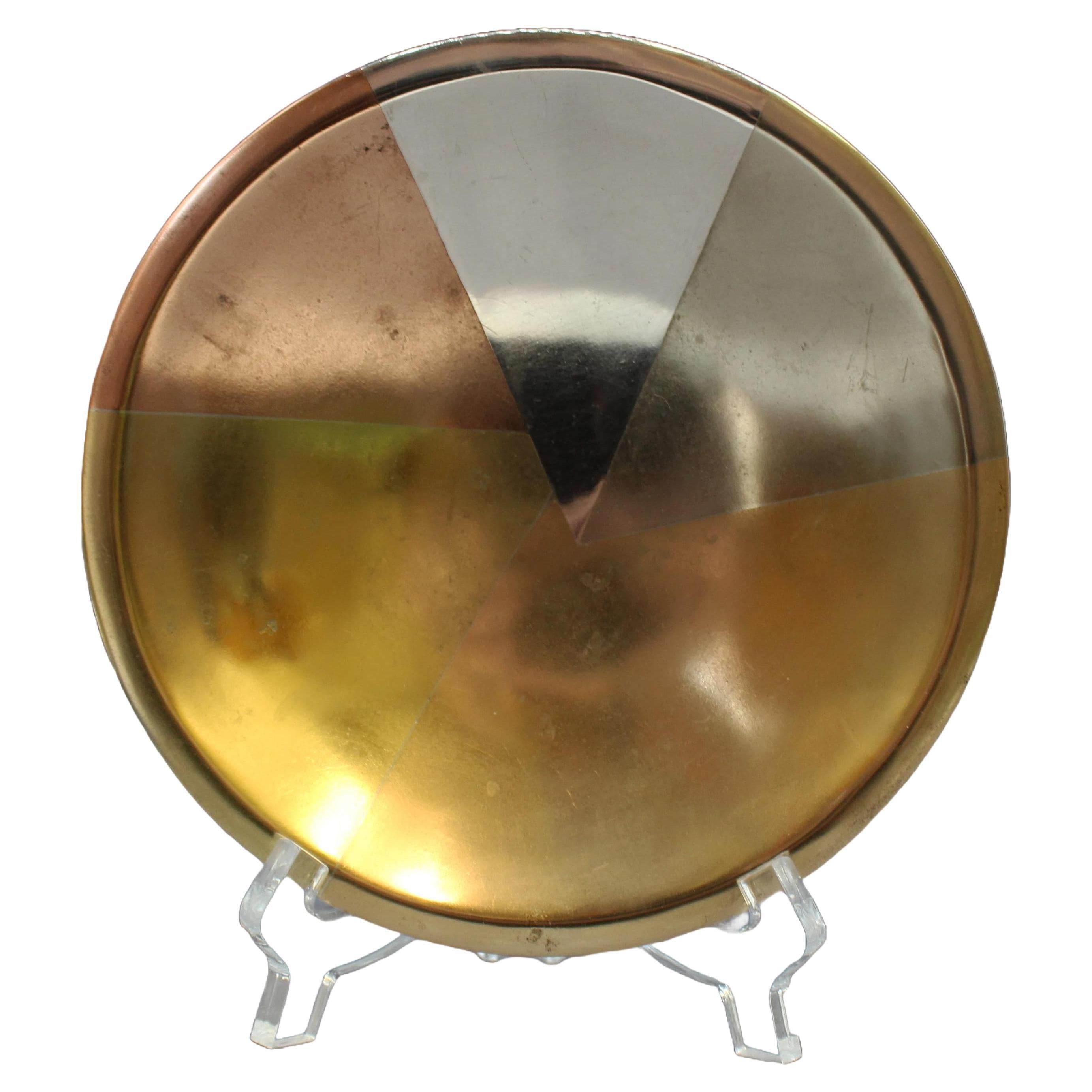 C. 1950 Los Castillo Mixed Metal Card Tray from Taxco For Sale