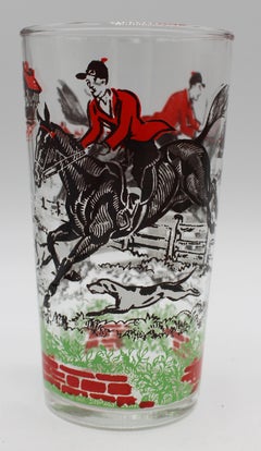 C. 1950 Satz von 14 Hazel-Atlas Highball-Gläsern mit Fuchsjagd-Design